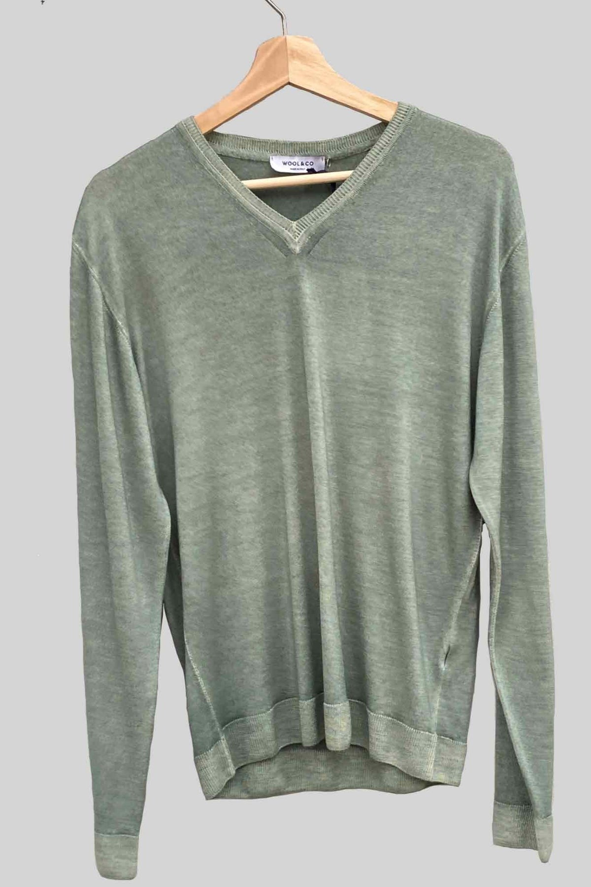 Wool&co Jersey cuello verde celadón