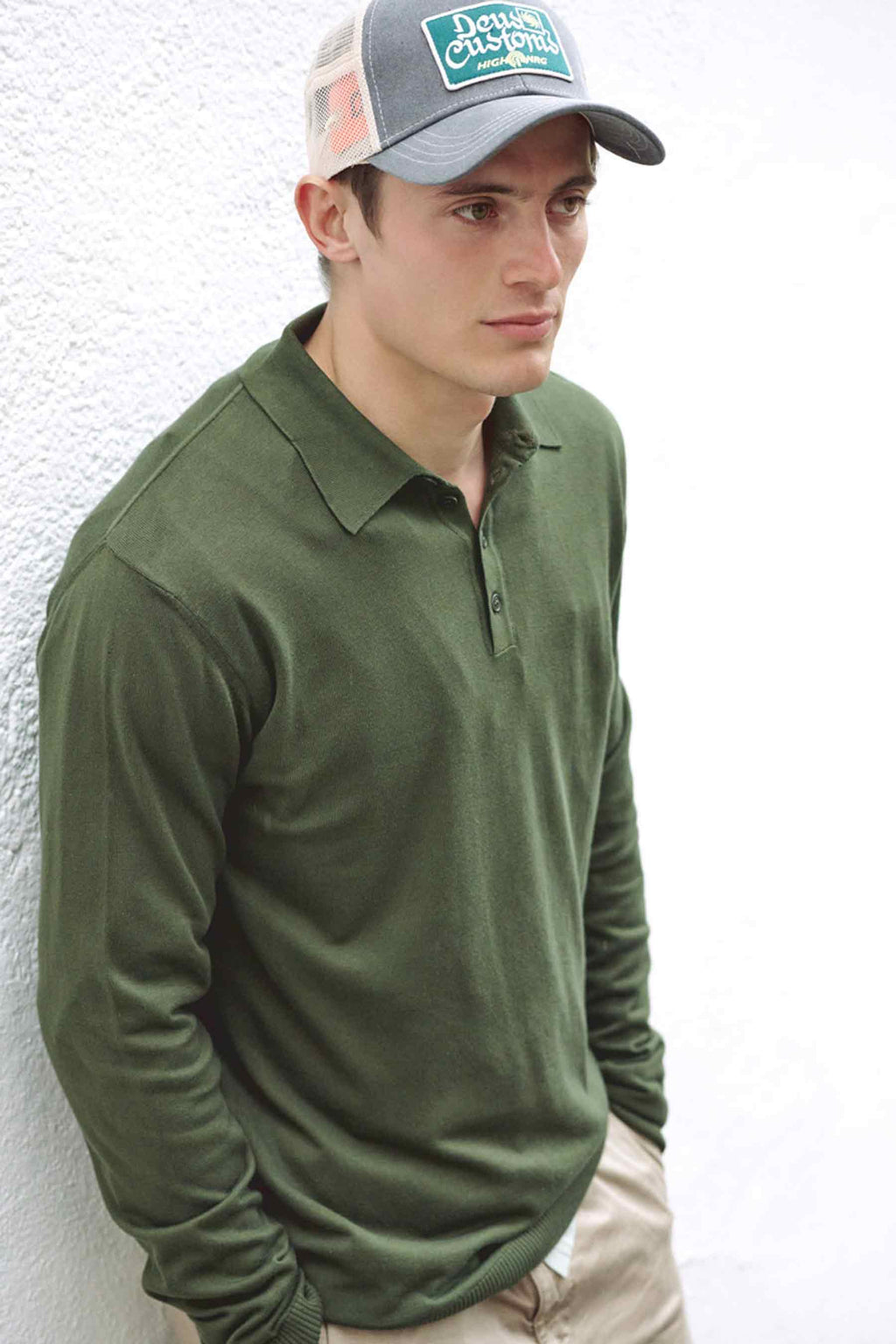 Wool and co Jersey Polo de algodón verde