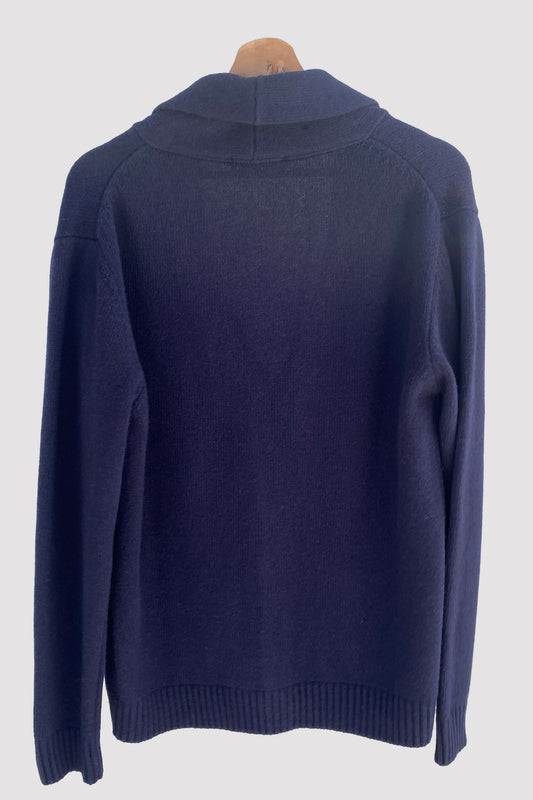 Wool & co Cardigan de lana con solapa navy