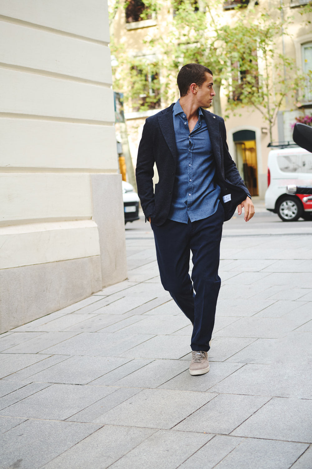 Bastoncino Camisa de mini pata de gallo azul