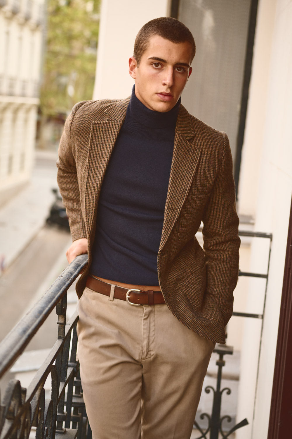 Sebago Blazer marrón micro pata de gallo de lana