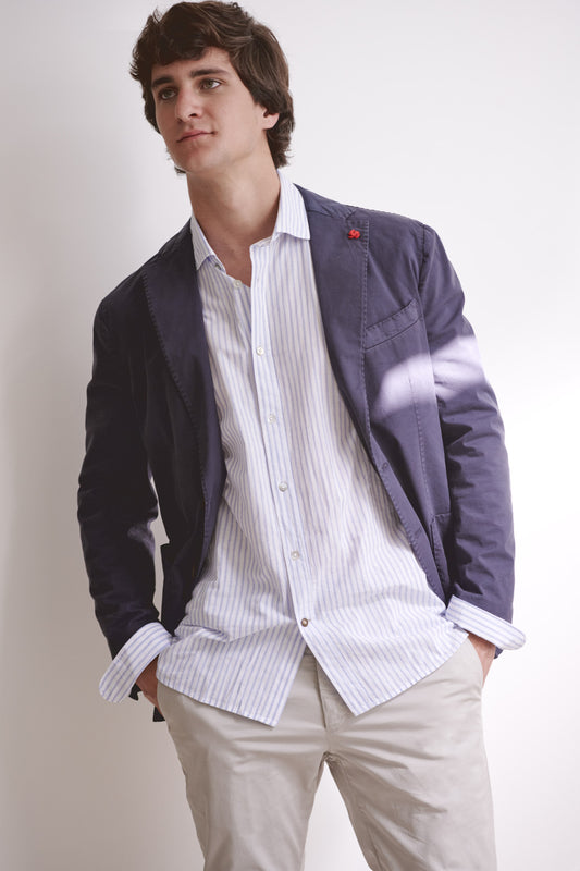 Alley Docks Camisa rayas anchas blancas y azules