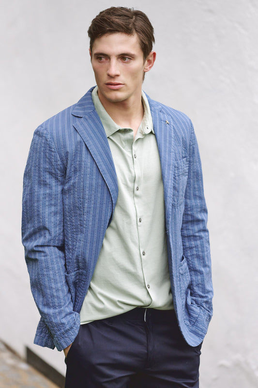 At.p.co Blazer de seersucker azul