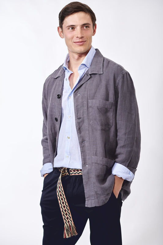 Hartford chaqueta de lino azul grisáceo